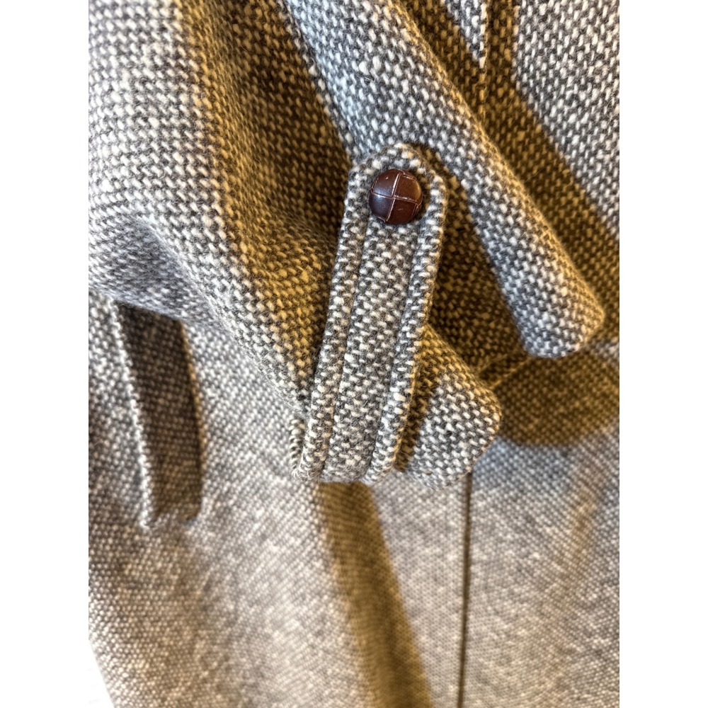 Ferncroft Vintage 100% Wool Tweed Long Overcoat Grey Salt Pepper Made in USA 10 - Picture 4 of 9